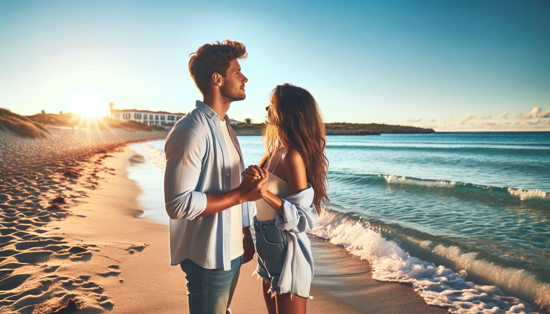 young couple spending time together at the beach